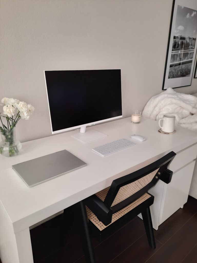 Ikea Malm Desk Review | My Minimal Work From Home Set Up | All White Aesthetic